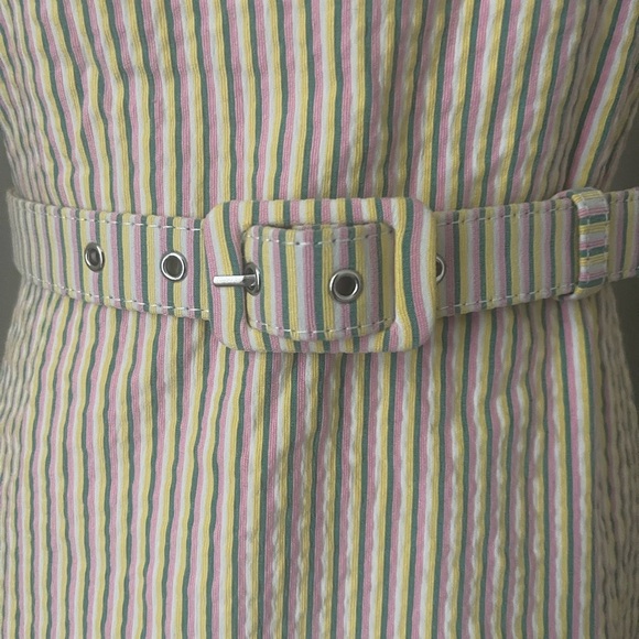 J. Crew Multicolor Striped Belted Dress Sz 0P - Picture 7 of 11